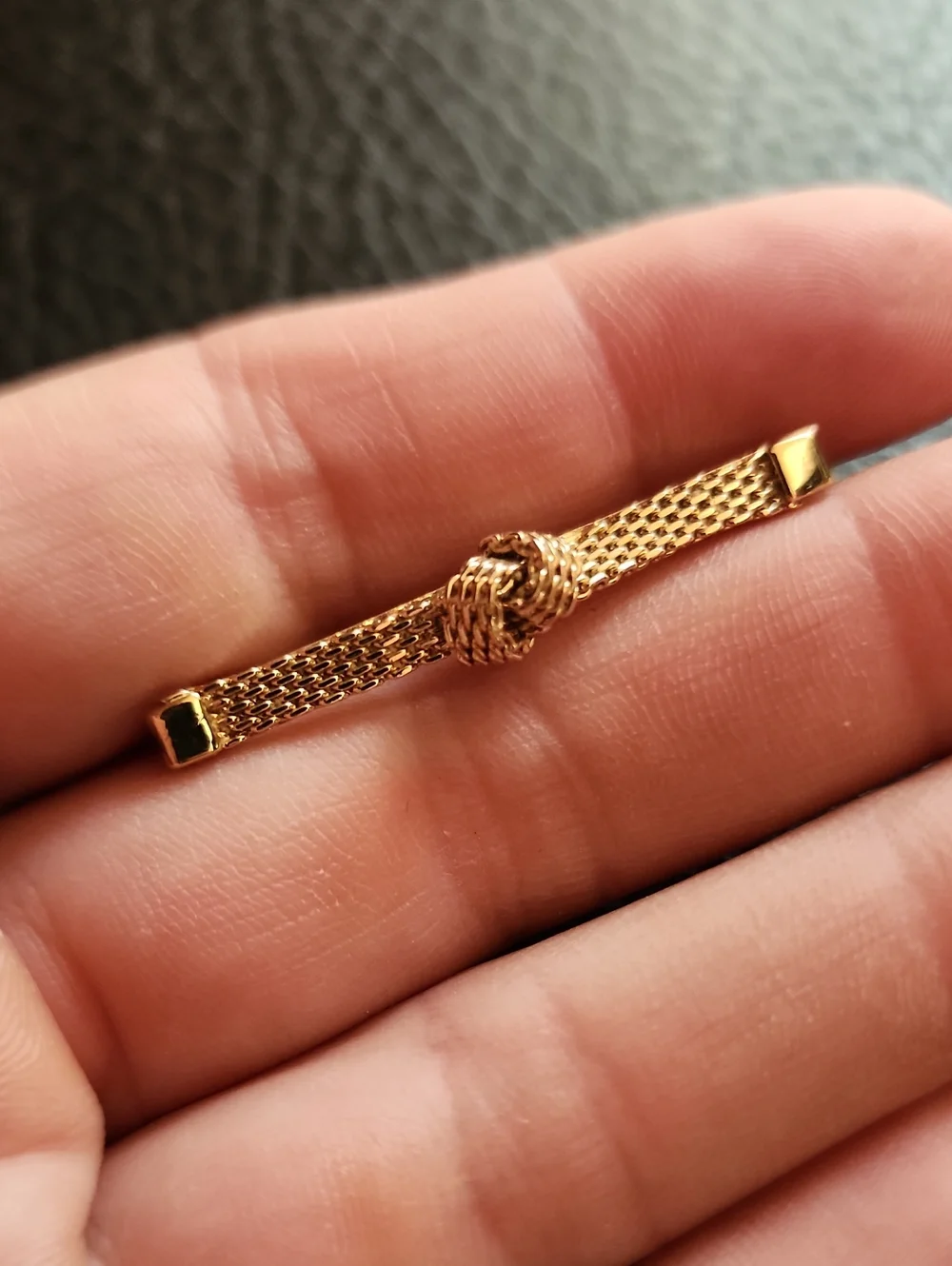 VTG Napier Gold Knot Mesh Bar Brooch